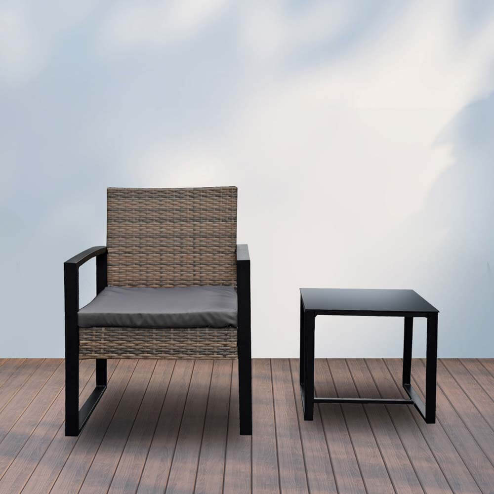 Arcadia Furniture 3 Piece Patio Set - Oatmeal And Grey