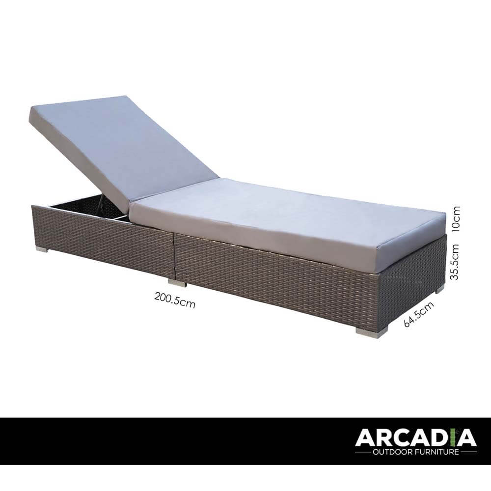 Arcadia Furniture 3 Piece Sunlounge Set - Grey And Oatmeal