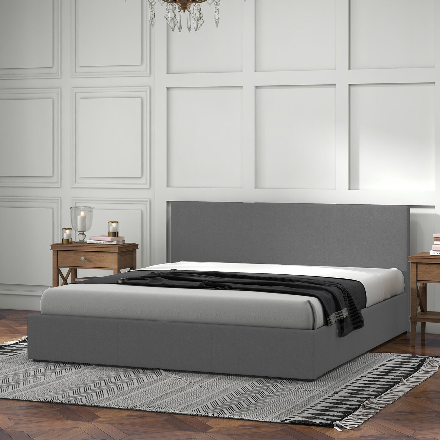 Milano Luxury Gas Lift Bed Frame – Double | Grey