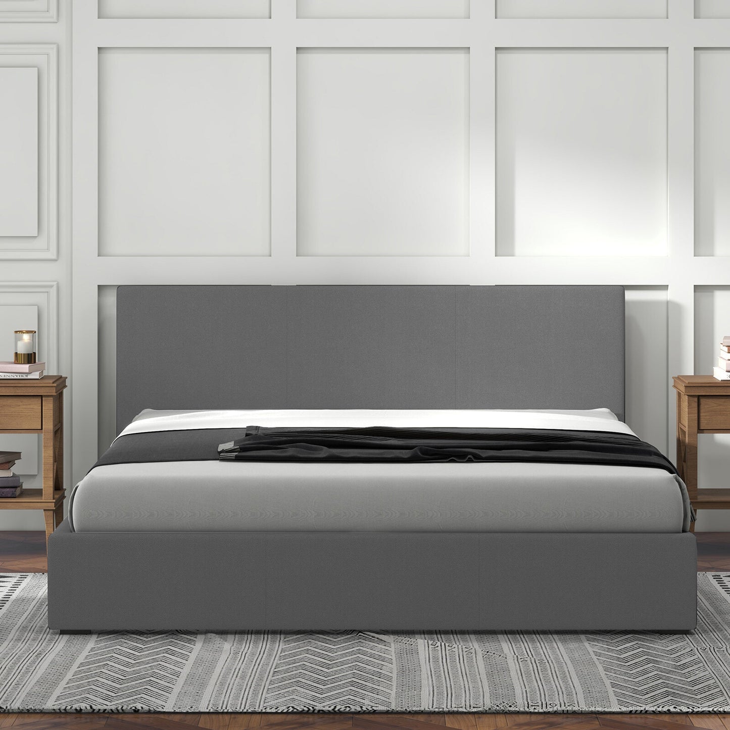 Milano Luxury Gas Lift Bed Frame – Queen | Grey