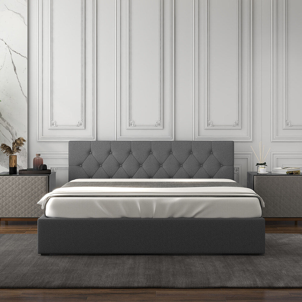 Milano Capri Luxury Gas Lift Bed Frame - King Single | Grey