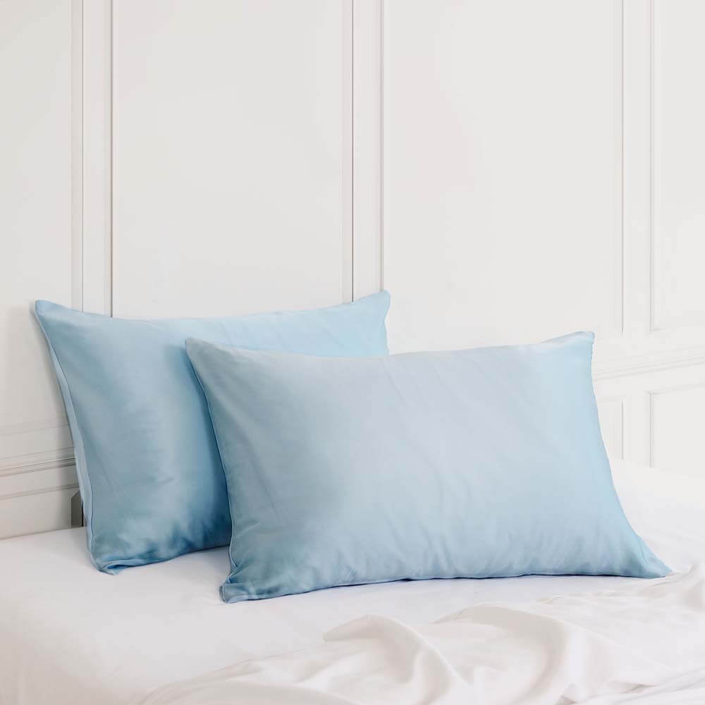 Mulberry Silk Pillow Case Twin Pack - Soft Blue