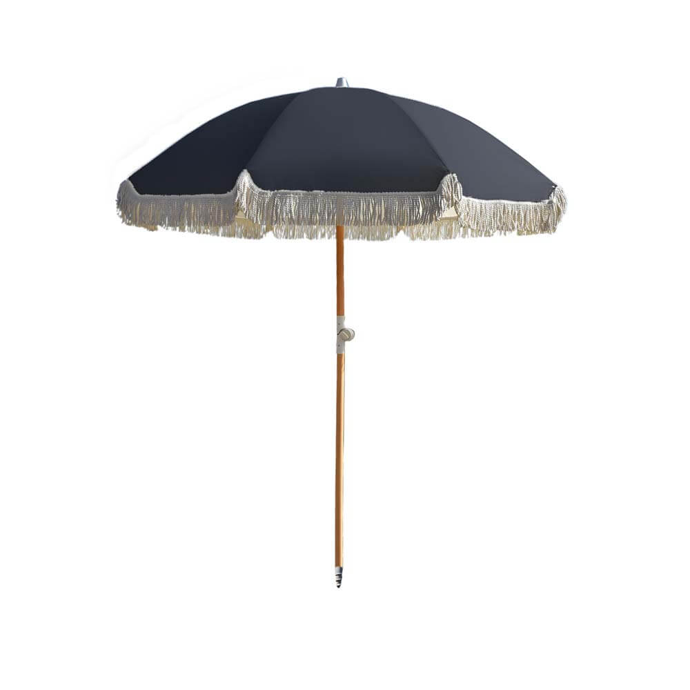 Havana Outdoors Black Fringed Beach Umbrella