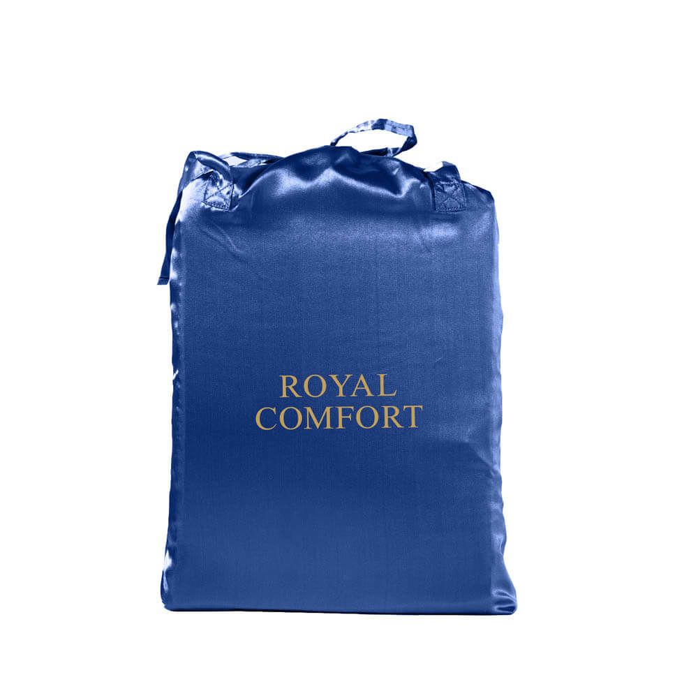 Royal Comfort 3 Piece Satin Sheet Set King Navy Blue