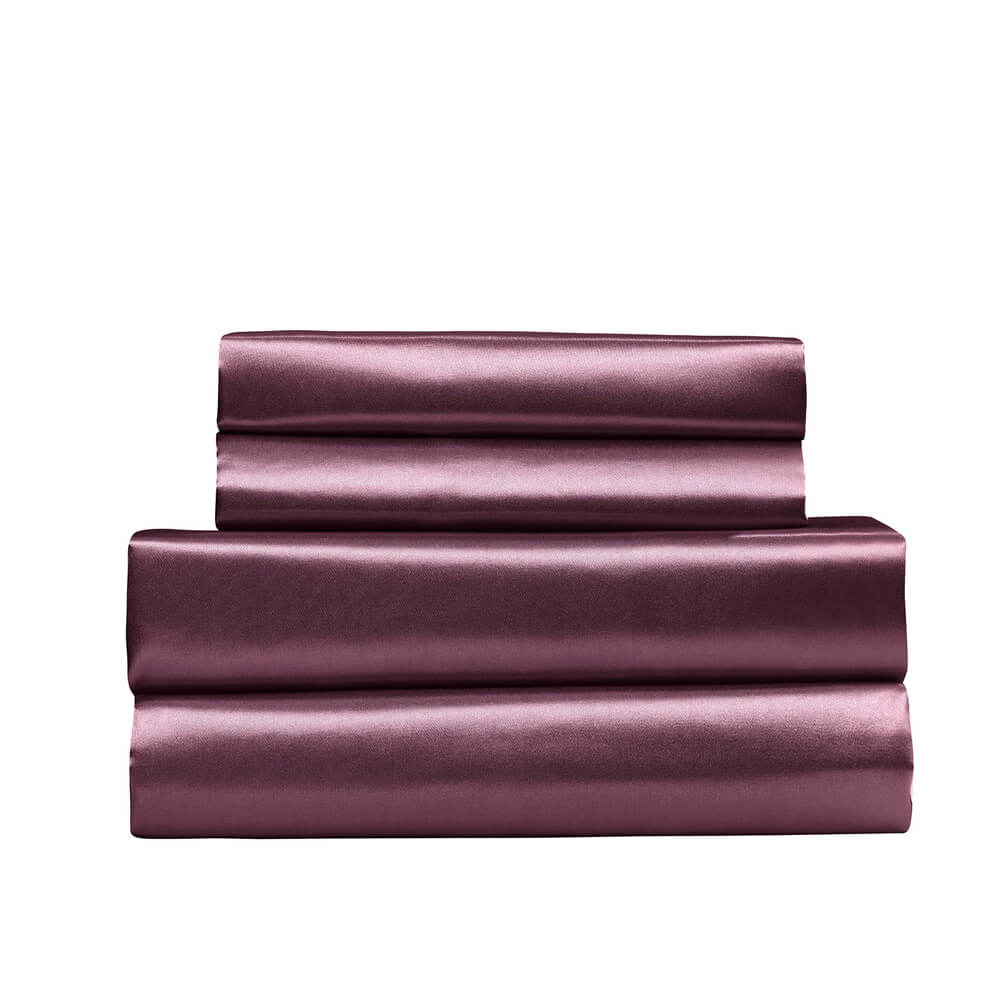 Royal Comfort 4 Piece Satin Sheet Set Queen Malaga Wine