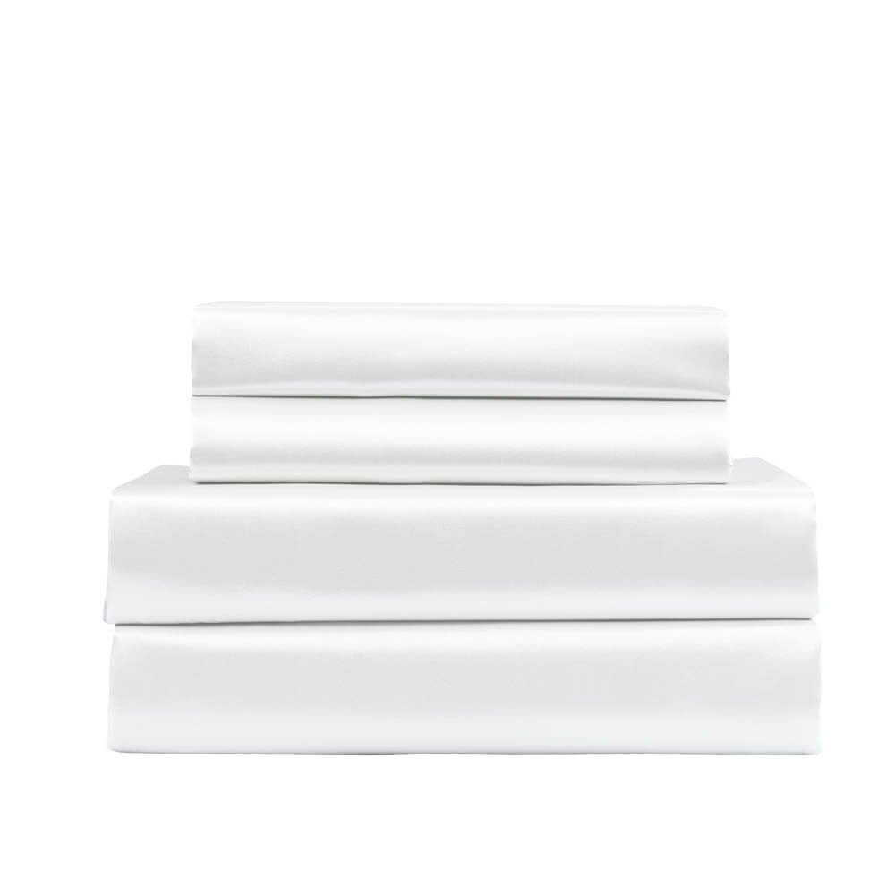 Royal Comfort 4 Piece Satin Sheet Set King White