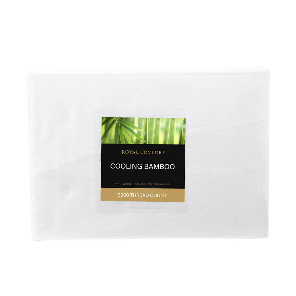 Royal Comfort 3000 Thread Count Bamboo Cooling Sheet Set King White