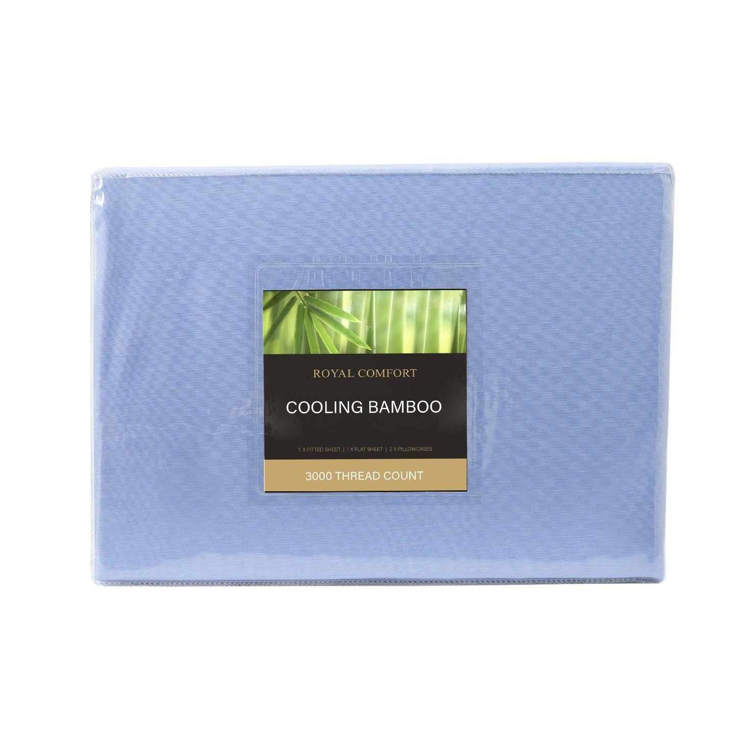 Royal Comfort 3000 Thread Count Bamboo Cooling Sheet Set King Light Blue