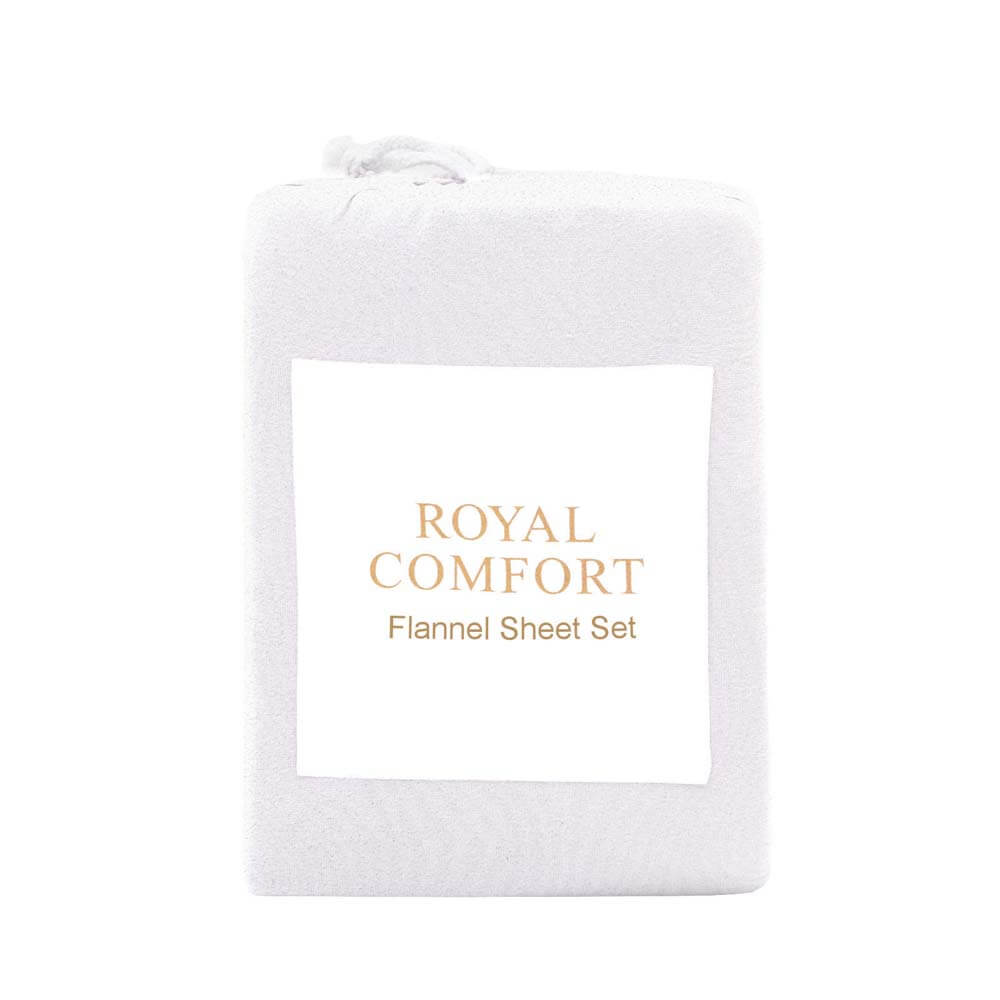 Royal Comfort Polar Fleece Flannel Sheet Set Queen White