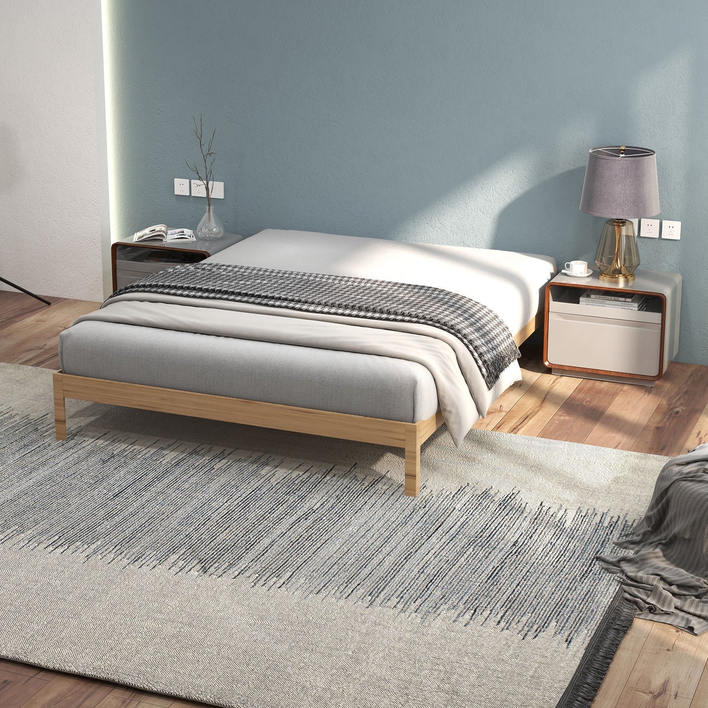 Milano Giulia Natural Timber Bed Base - King