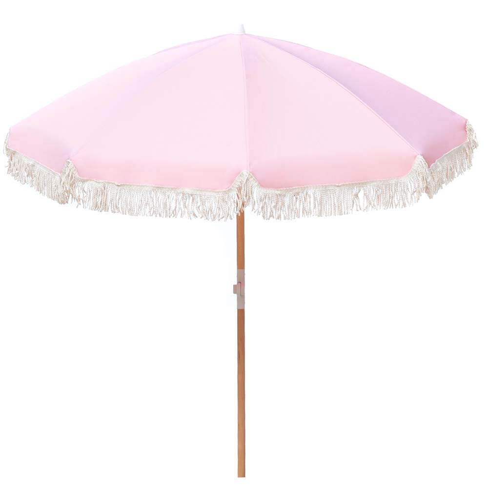 Havana Outdoors Fringed Beach Umbrella - Dusty Rose