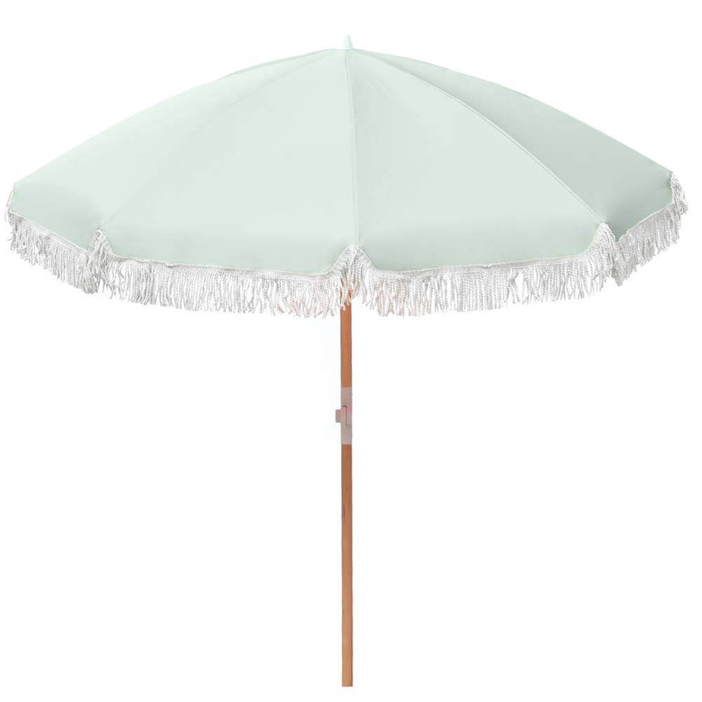 Havana Outdoors Fringed Beach Umbrella - Sage Green