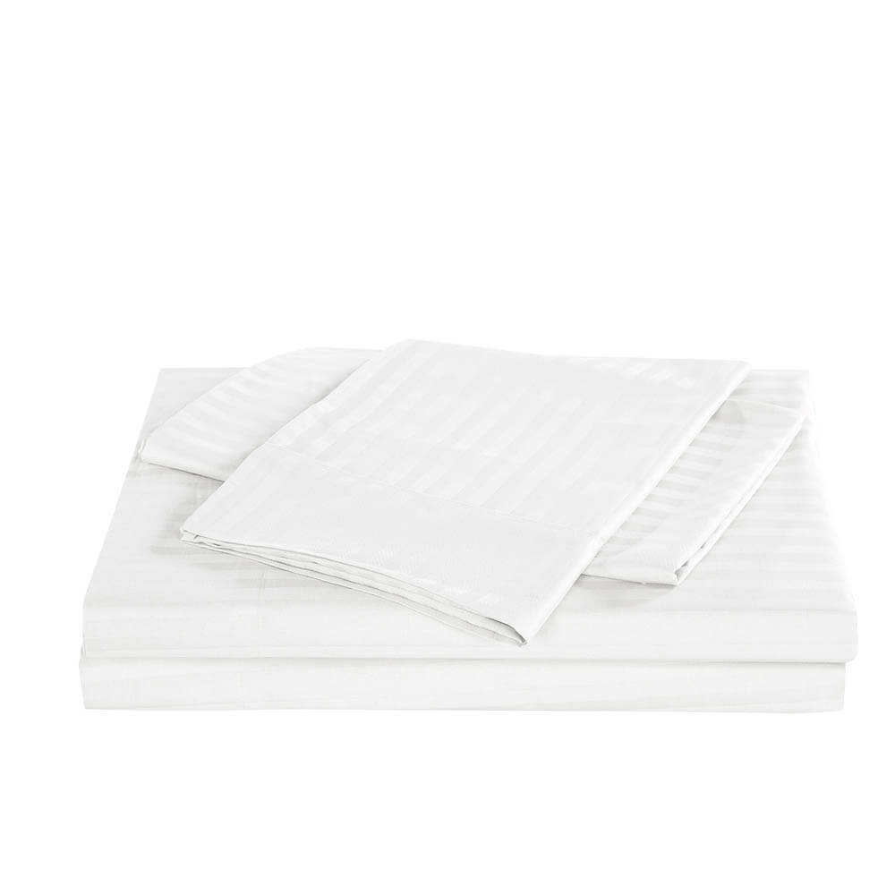 Kensington 1200TC Cotton Sheet Set In Stripe Double White