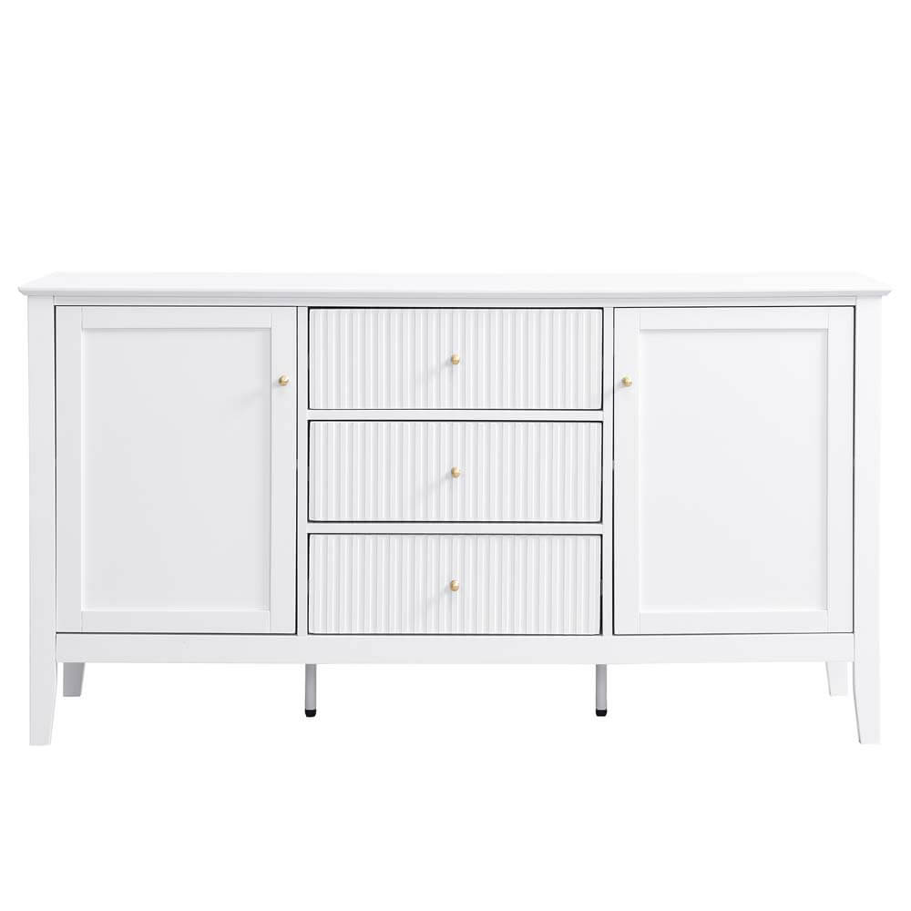 Zara Fluted 3 Drawer 2 Door Buffet White