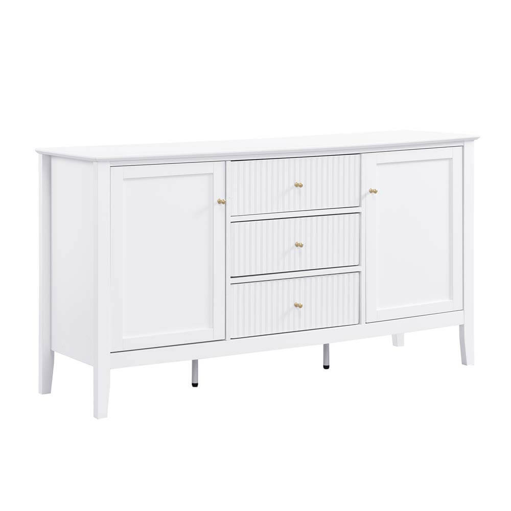 Zara Fluted 3 Drawer 2 Door Buffet White