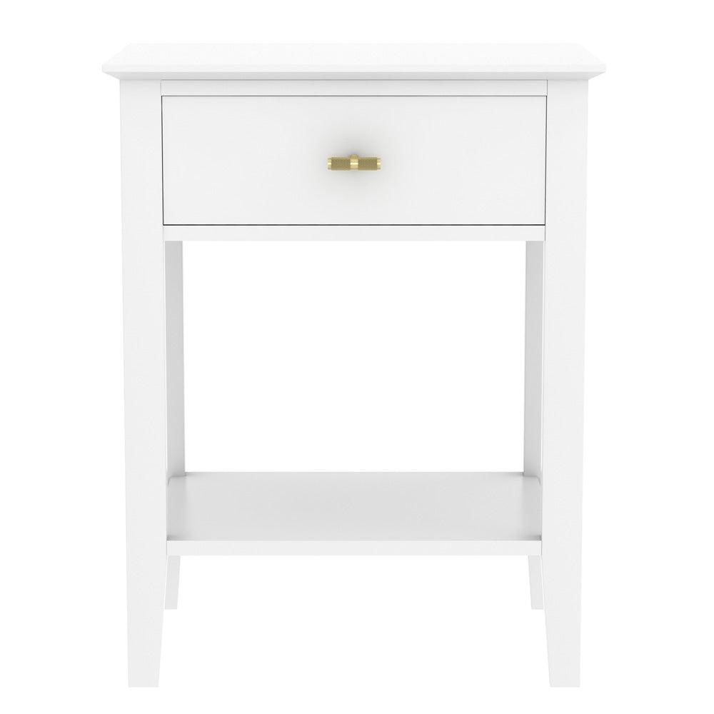 Harper 1 drawer side table - White