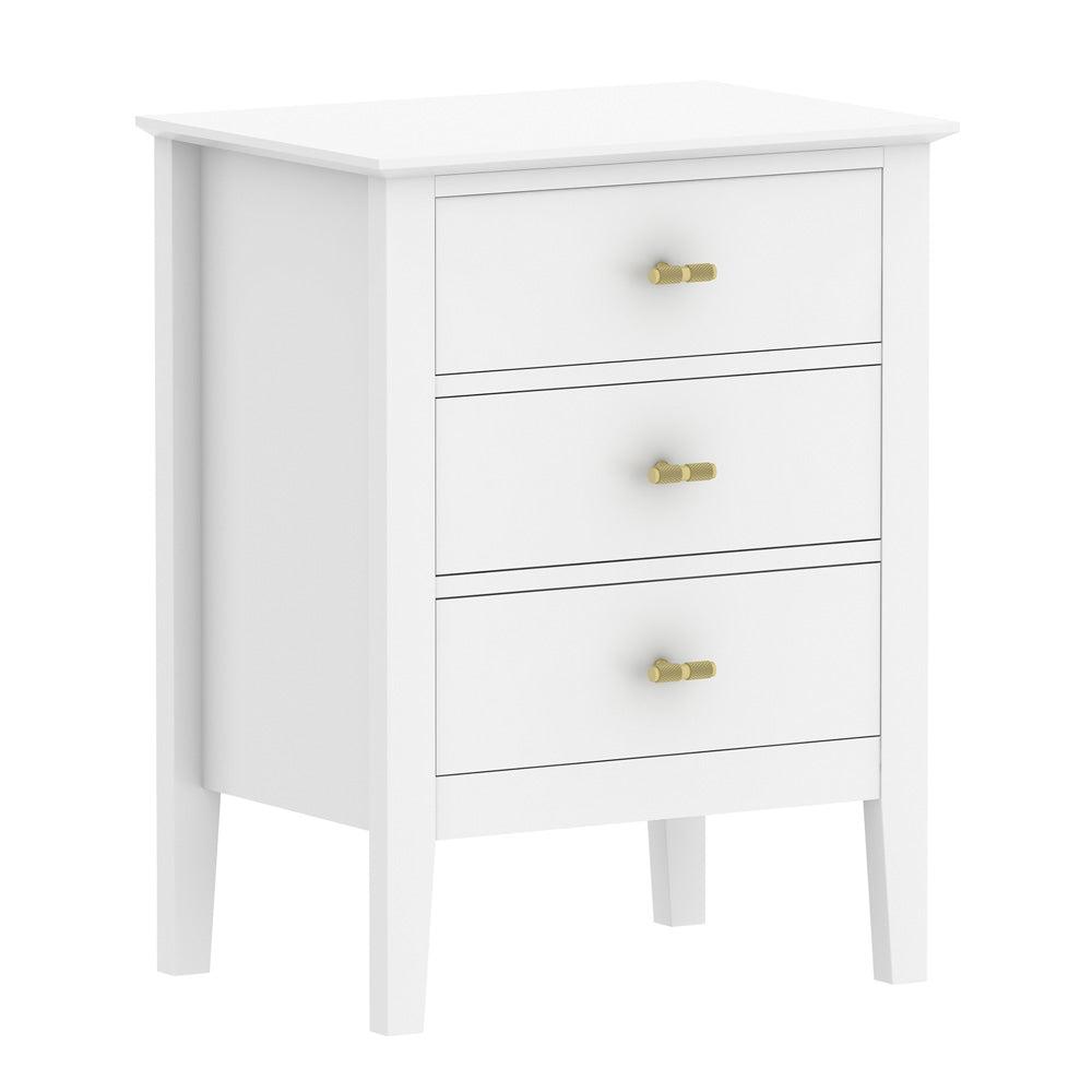 Harper 3 drawer side table - White