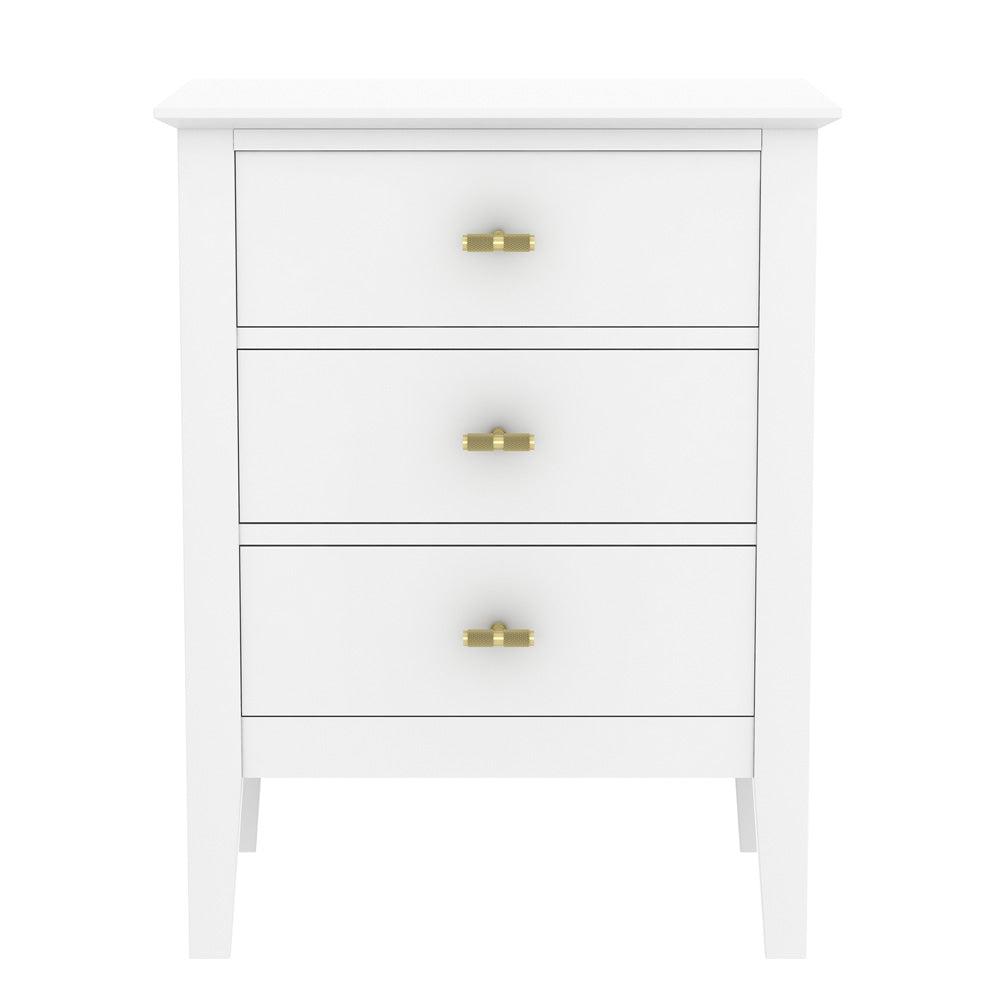 Harper 3 drawer side table - White