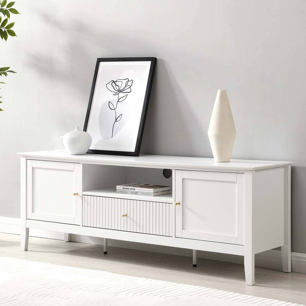 Zara Fluted Entertainment Unit 150cm White