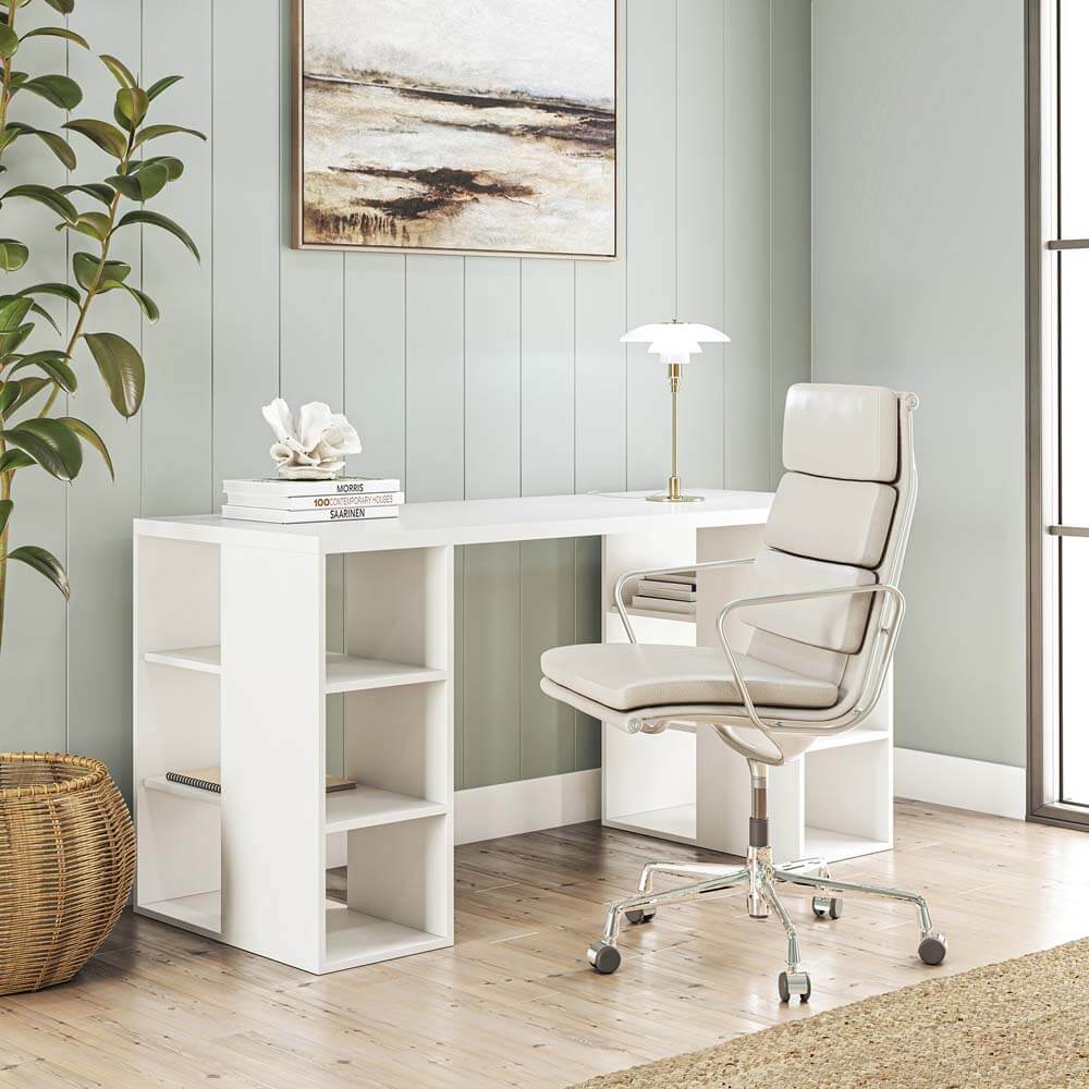 Bloc Desk with Cube Shelves White