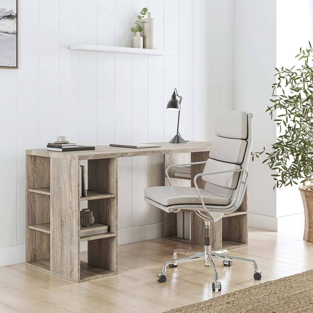 Bloc Desk with Cube Shelves Light Sonoma Oak