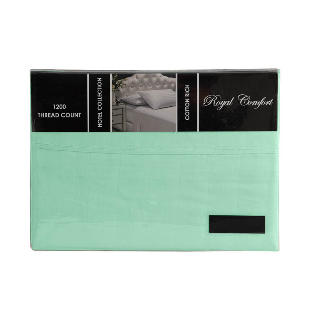 Royal Comfort 1200TC Damask Stripe Cotton Blend Sheet Set King Mist