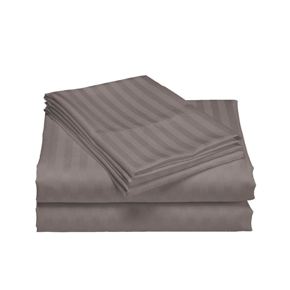 Royal Comfort 1200 Thread Count Damask Stripe Cotton Blend Sheet Set King Pewter