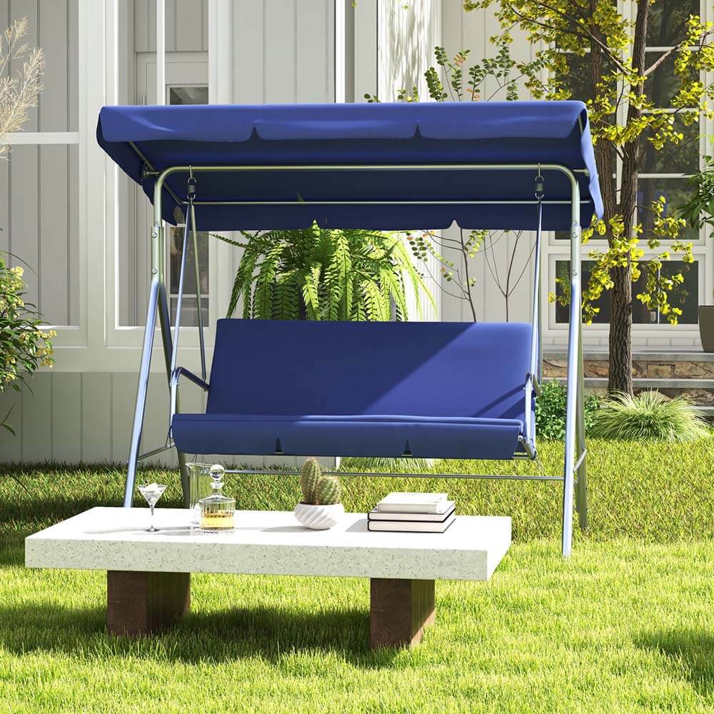 Milano Outdoor Steel Swing Chair - Dark Blue