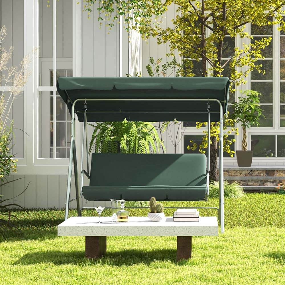 Milano Outdoor Steel Swing Chair - Dark Green