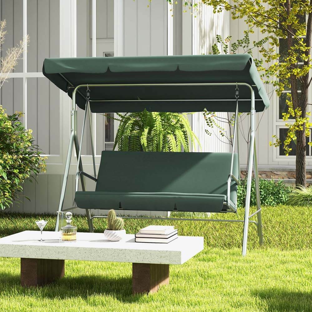 Milano Outdoor Steel Swing Chair - Dark Green