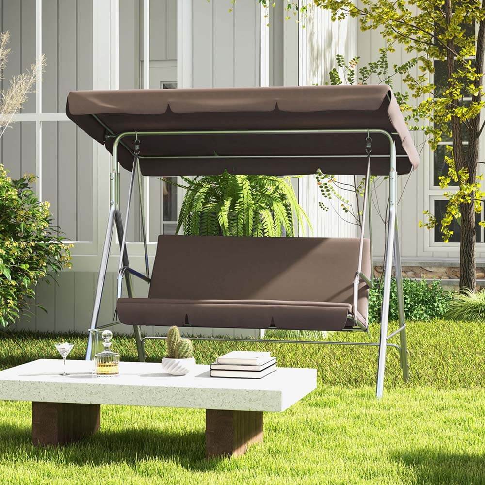 Milano Outdoor Steel Swing Chair - Coffee