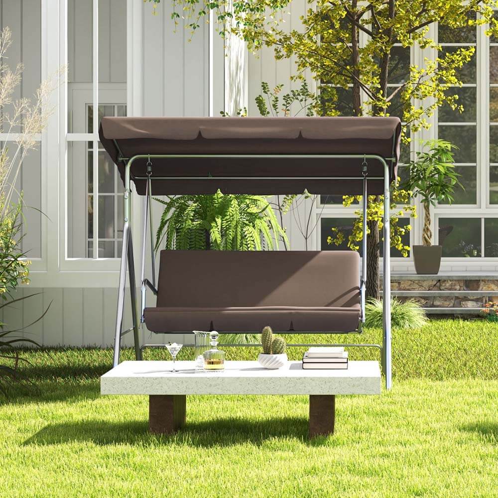 Milano Outdoor Steel Swing Chair - Coffee