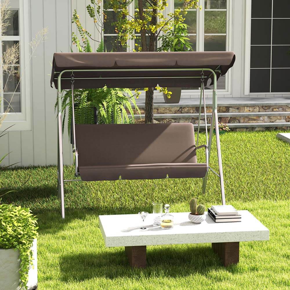 Milano Outdoor Steel Swing Chair - Coffee