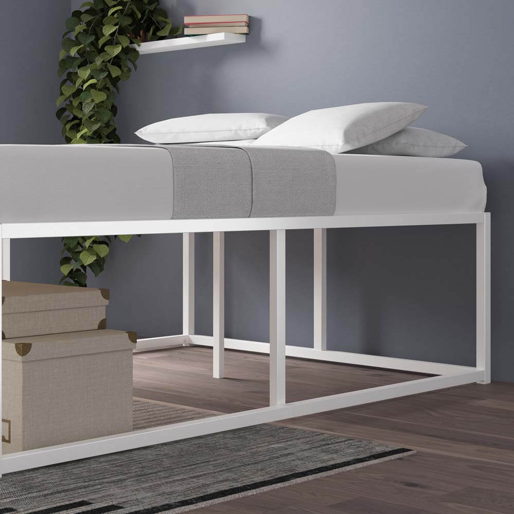 Joseph Metal High Bed Base White Double