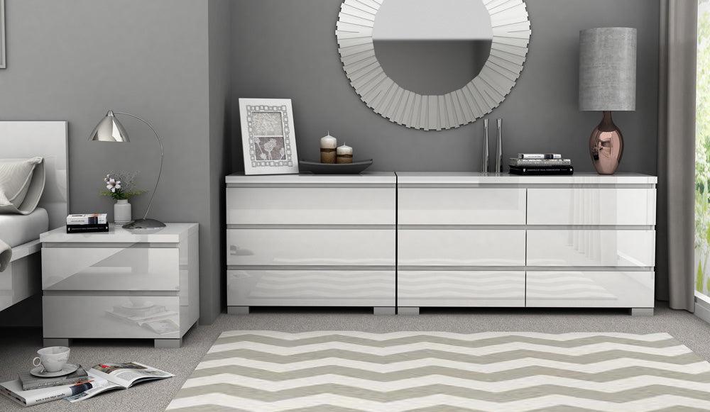 Elara High Gloss 6 Drawer Chest - White