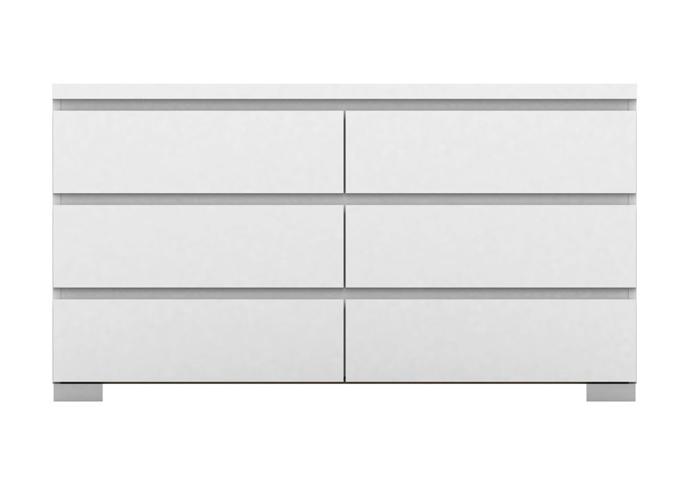 Elara High Gloss 6 Drawer Chest - White