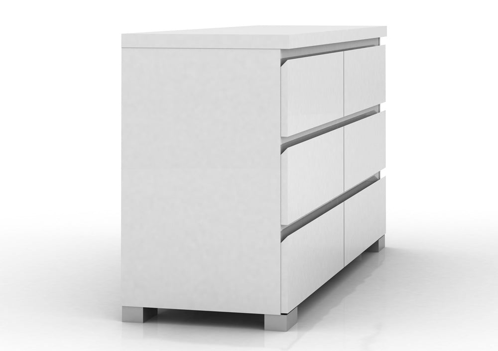 Elara High Gloss 6 Drawer Chest - White