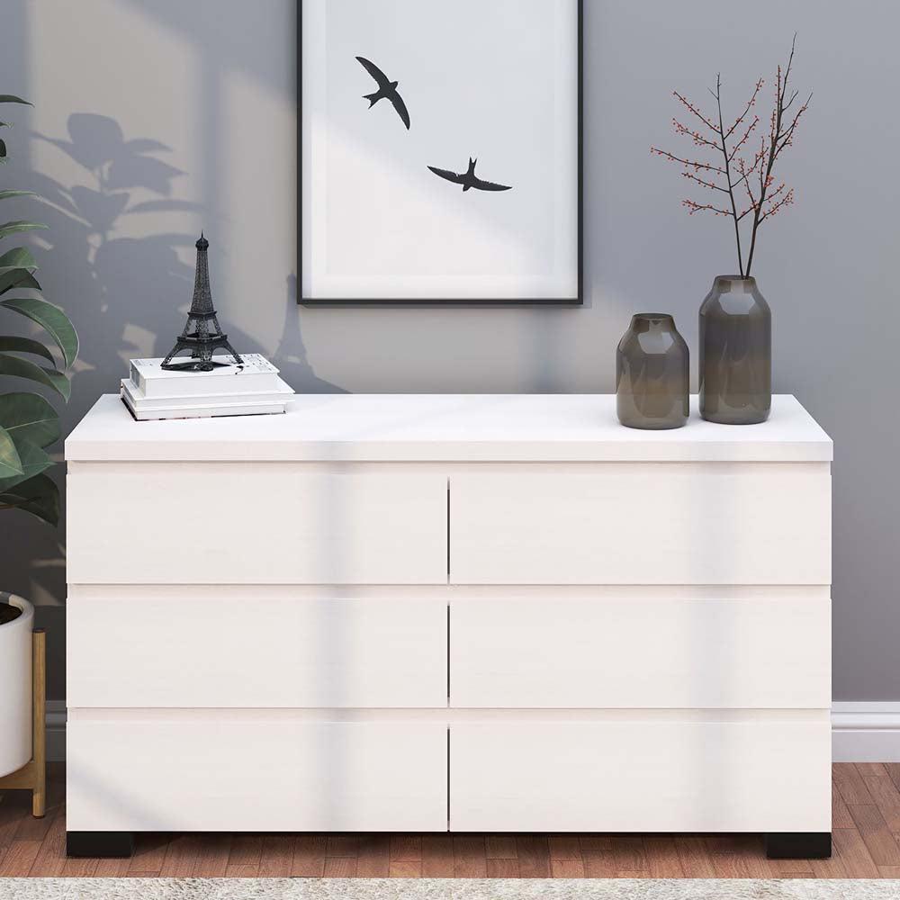 Elara 6 Drawer Dresser Chest White