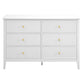 Zara Fluted 6 drawer chest - white