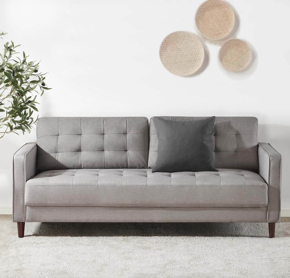 Benton Mid Century 3 Seater Sofa Soft Grey