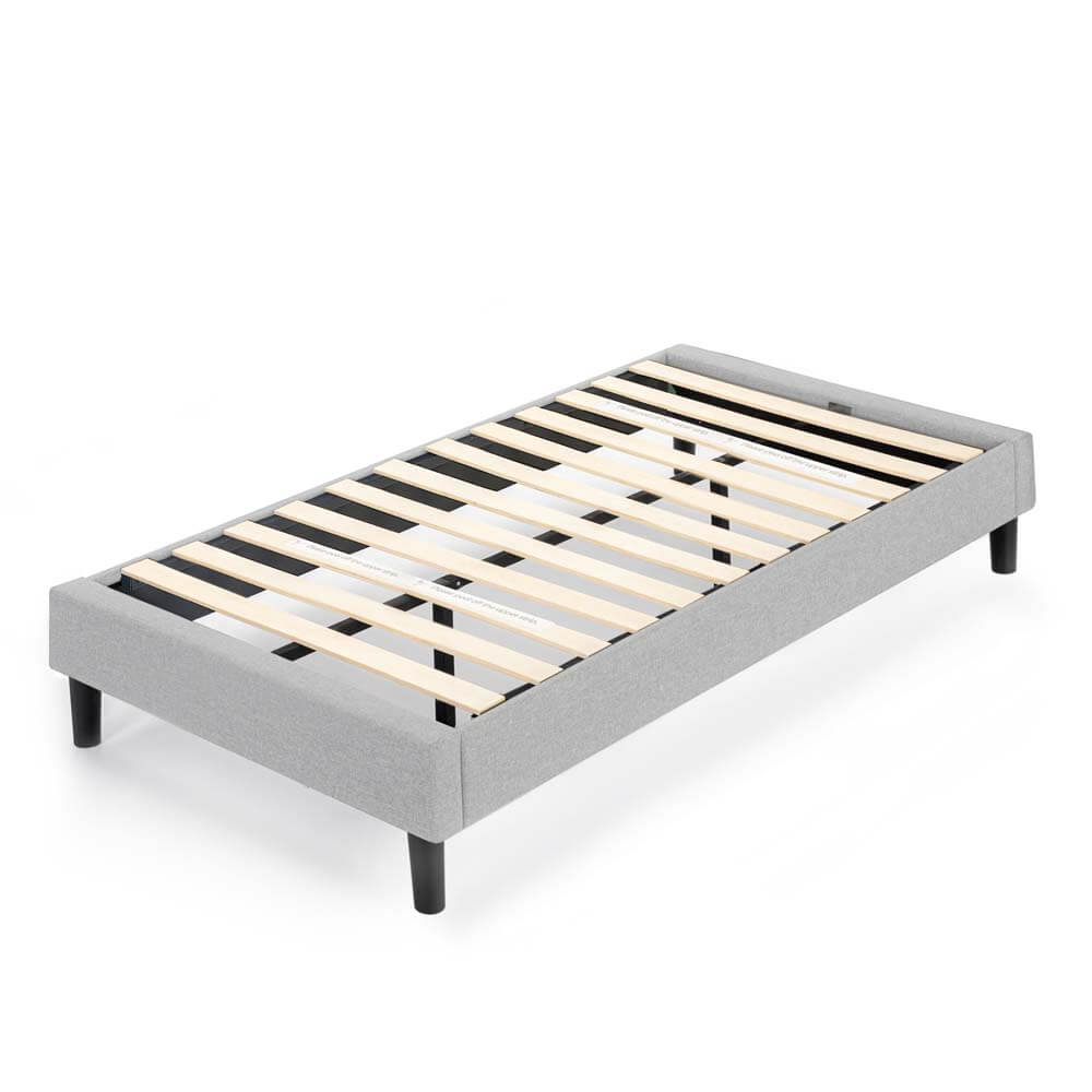 Essentials Upholstered Platform Light Grey Bed Frame Single