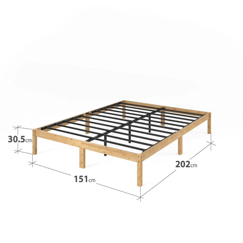 12in Bamboo Natural Bed Frame Queen