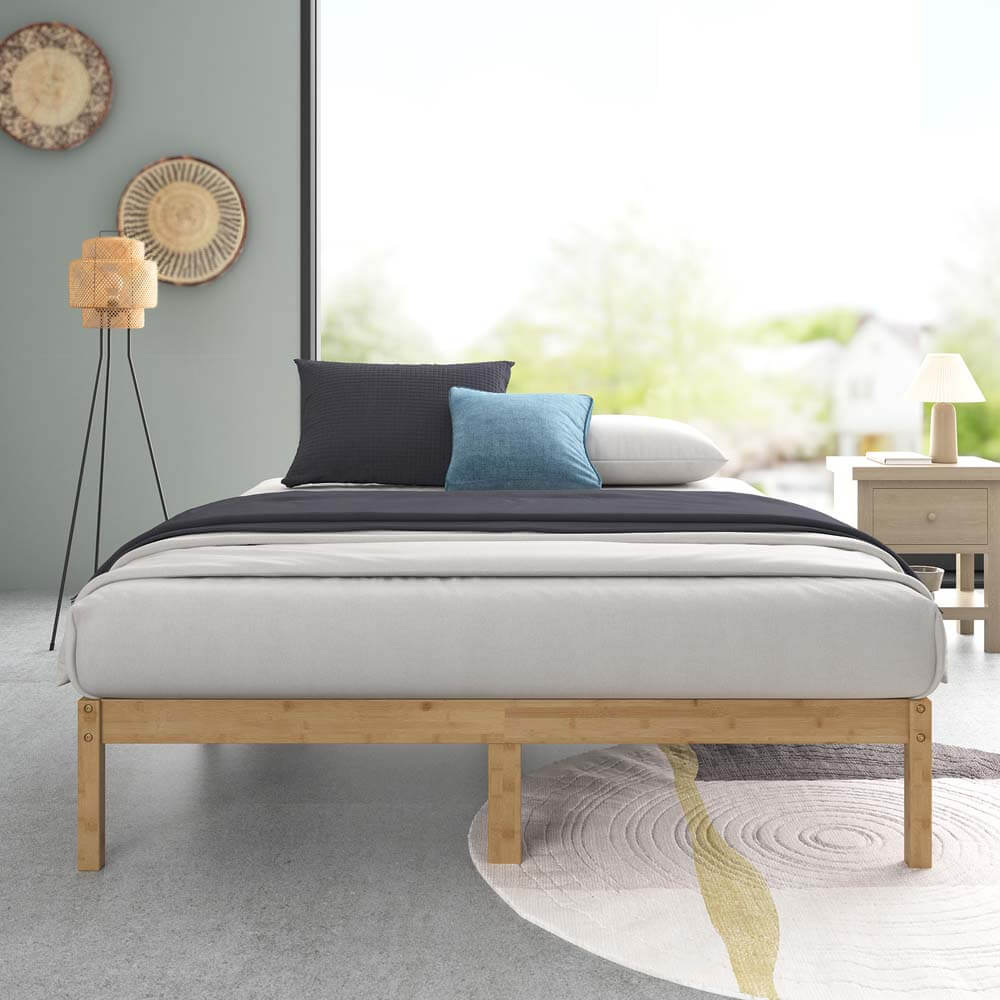 12in Bamboo Natural Bed Frame Queen