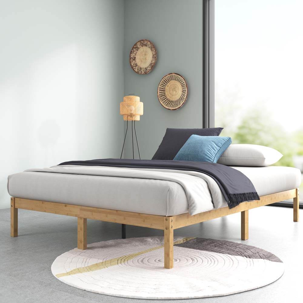 12in Bamboo Natural Bed Frame Queen