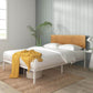 Figari Metal and Bamboo White Bed Frame Single