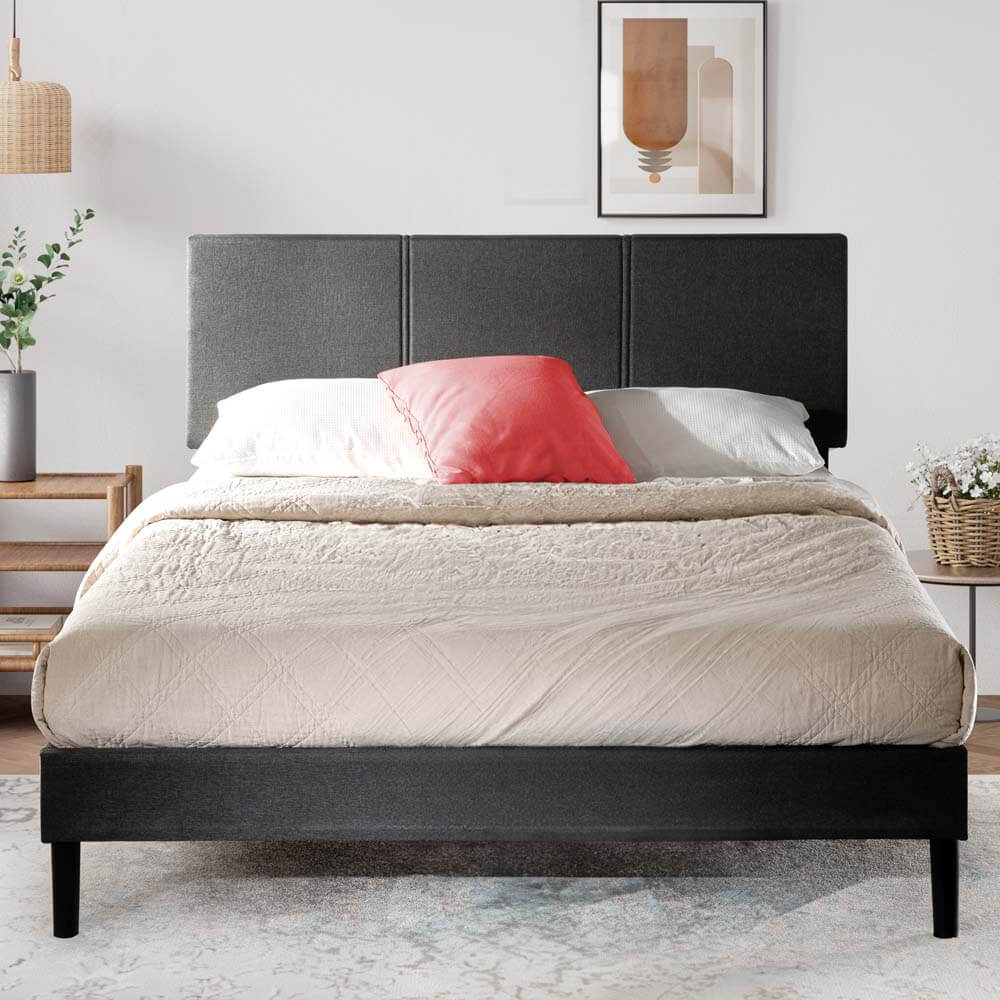 Cambril Fabric Bed Frame Dark Grey Single