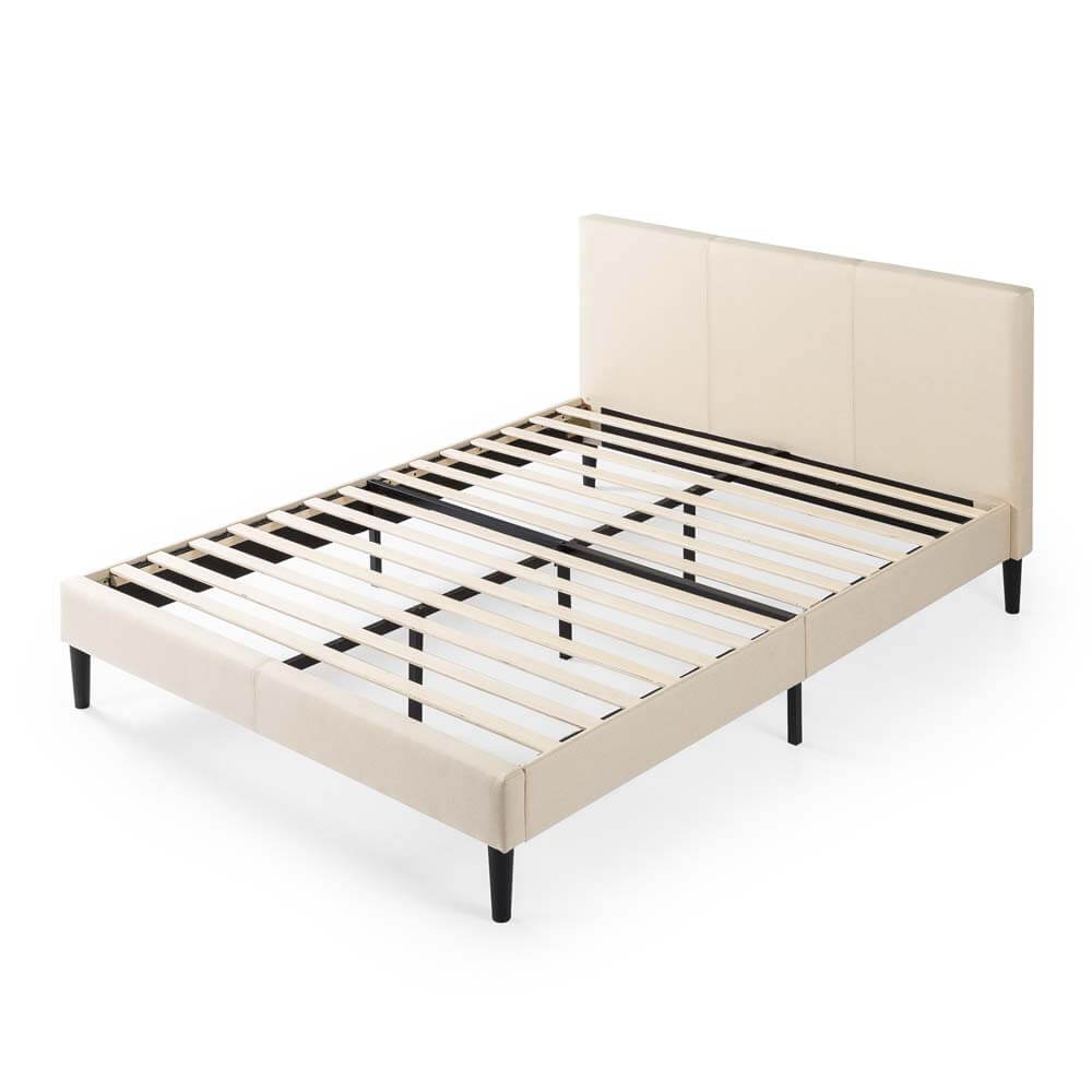 Liam Upholstered Beige Bed Frame Double