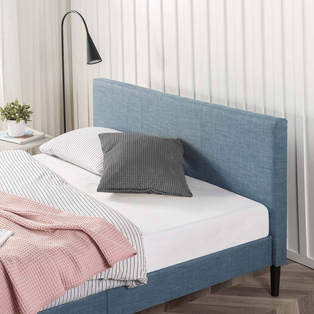 Liam Upholstered Light Blue Bed Frame Double