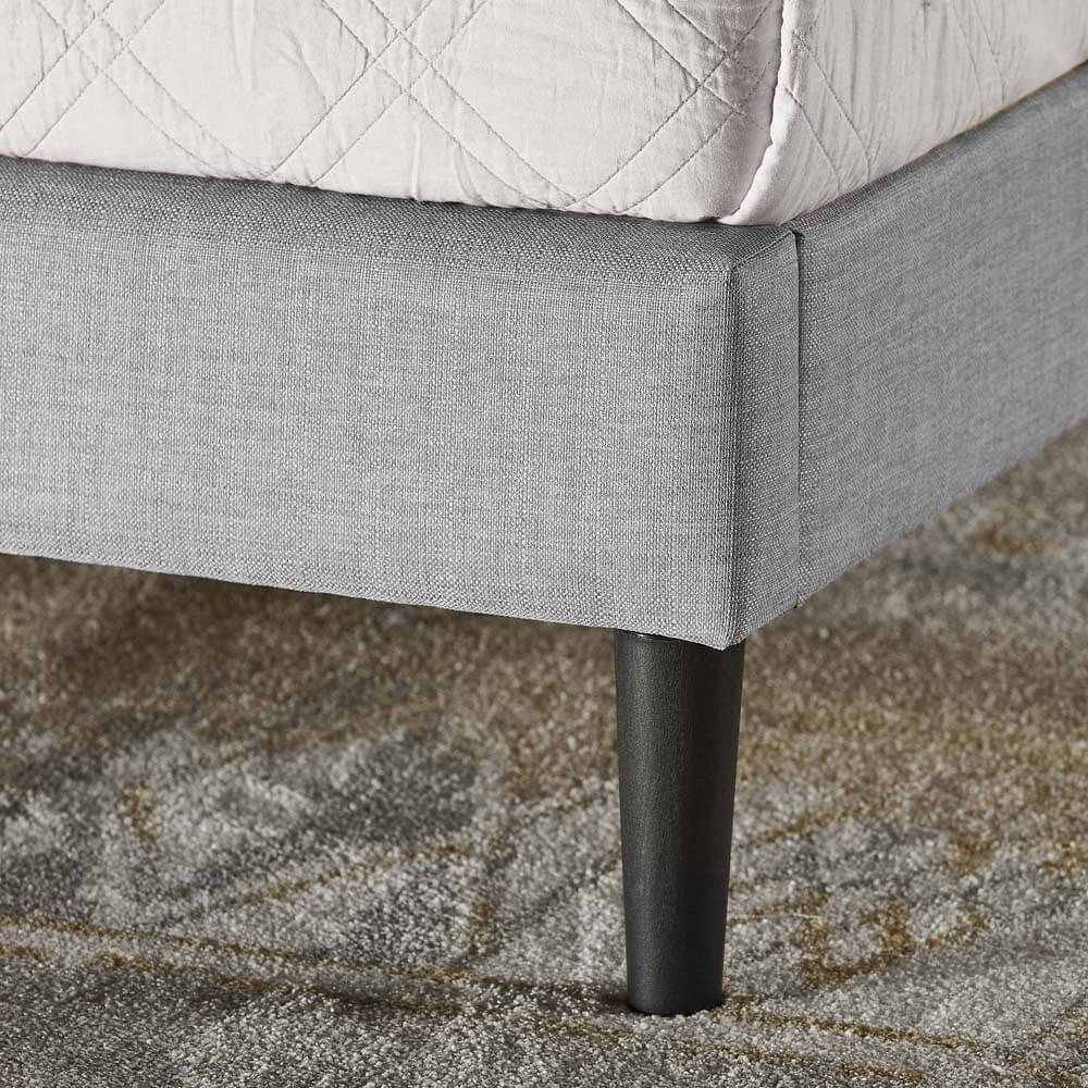 Olivia 30cm Upholstered Queen Bed Frame Light Grey