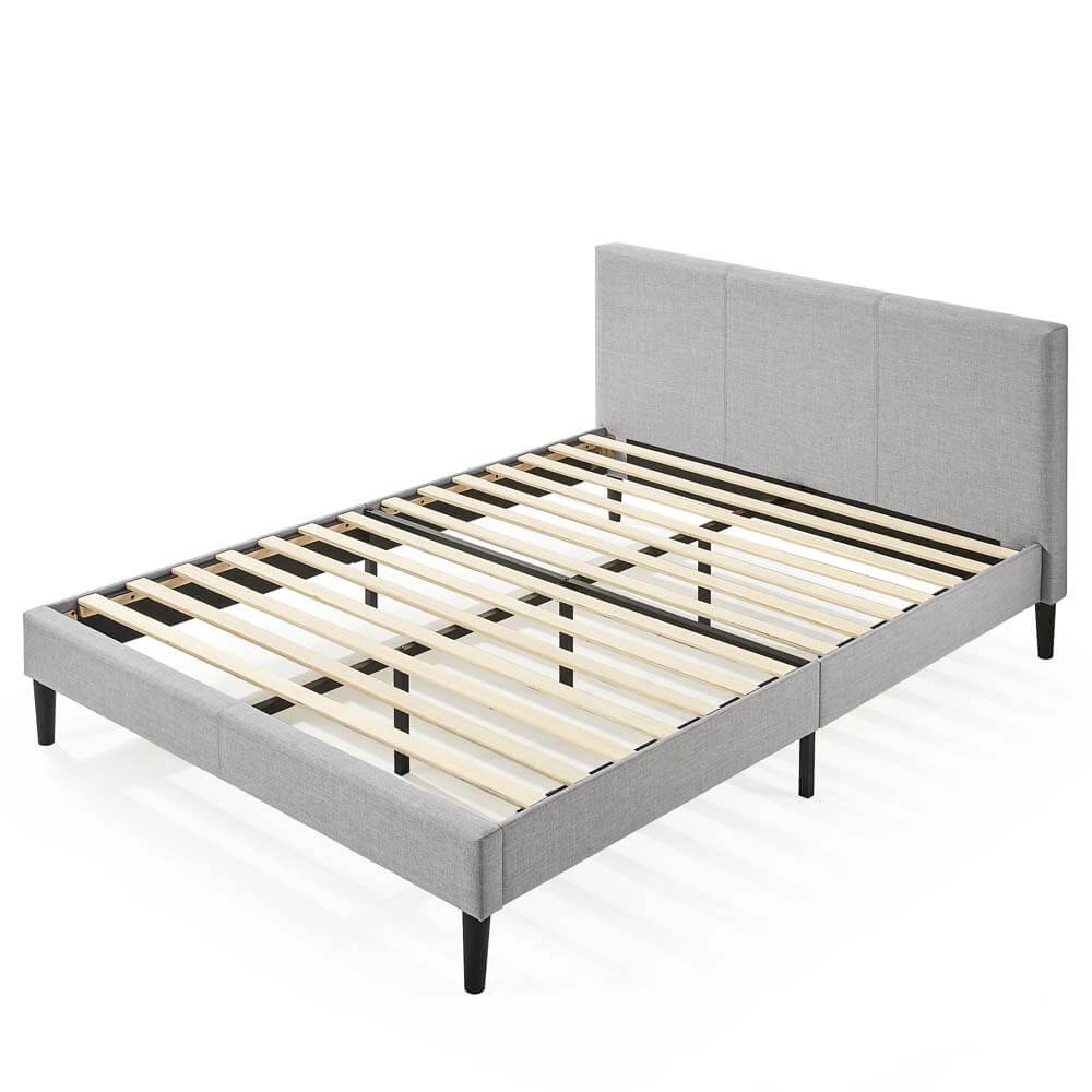 Olivia 30cm Upholstered Queen Bed Frame Light Grey